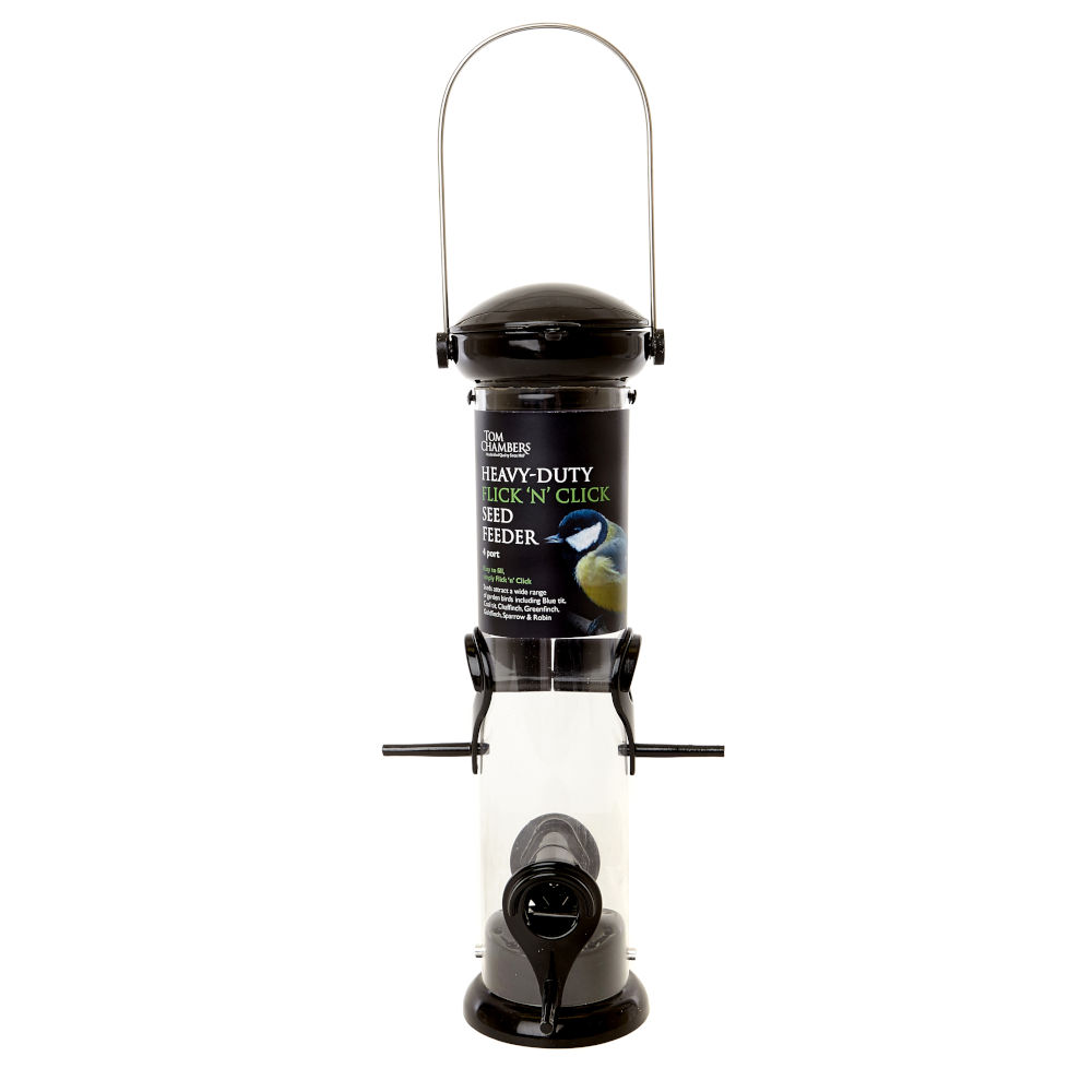 Heavy Duty Flick N Click Seed Feeder 4 Port Heavy Duty Flick N Click Seed Feeder 4 Port