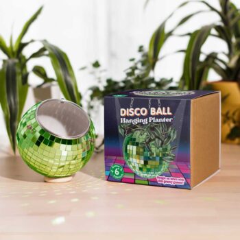 Disco Ball Hanging Planter 6in Green