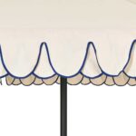 Scalloped wind up Parasol 2.7m - White & Blue - Image 2