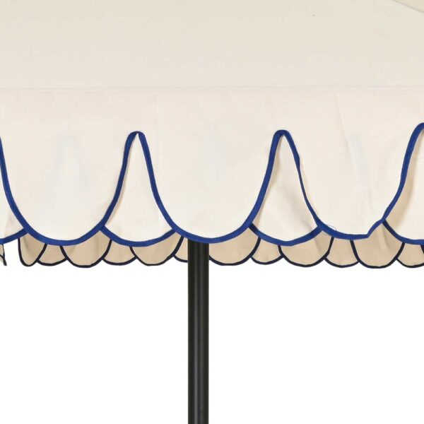 Scalloped wind up Parasol 2.7m - White & Blue - Image 2