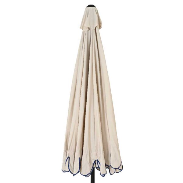 Scalloped wind up Parasol 2.7m - White & Blue - Image 3