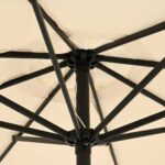 Scalloped wind up Parasol 2.7m - White & Blue - Image 4