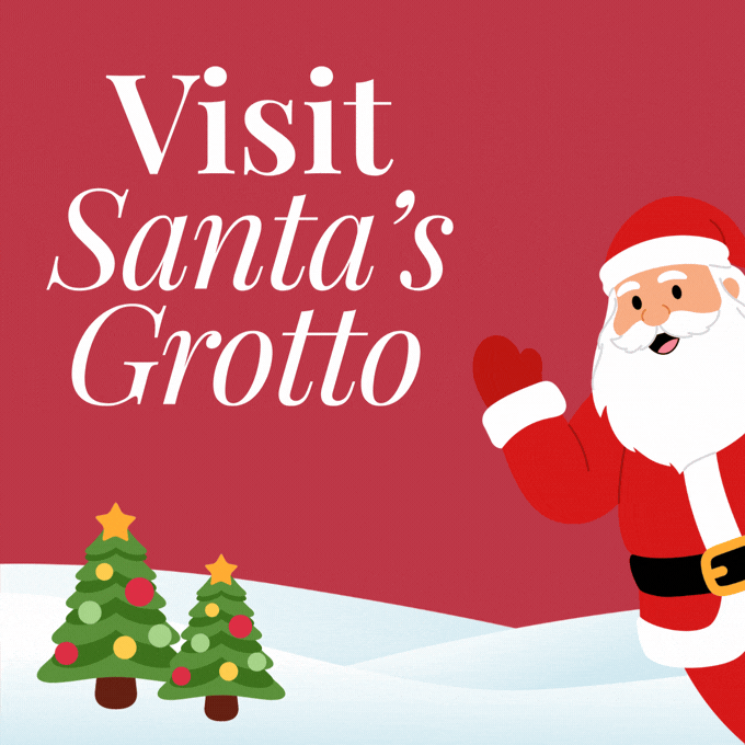 Visit Santa’s Grotto at Sherfield-on-Loddon Garden Centre near Basingstoke, with Santa and decorated Christmas trees