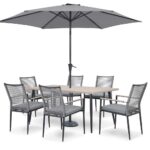 Merano 6 Seat Set - Parasol & Base
