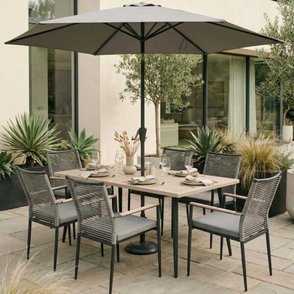Merano 6 Seat Set - Parasol & Base - Image 2