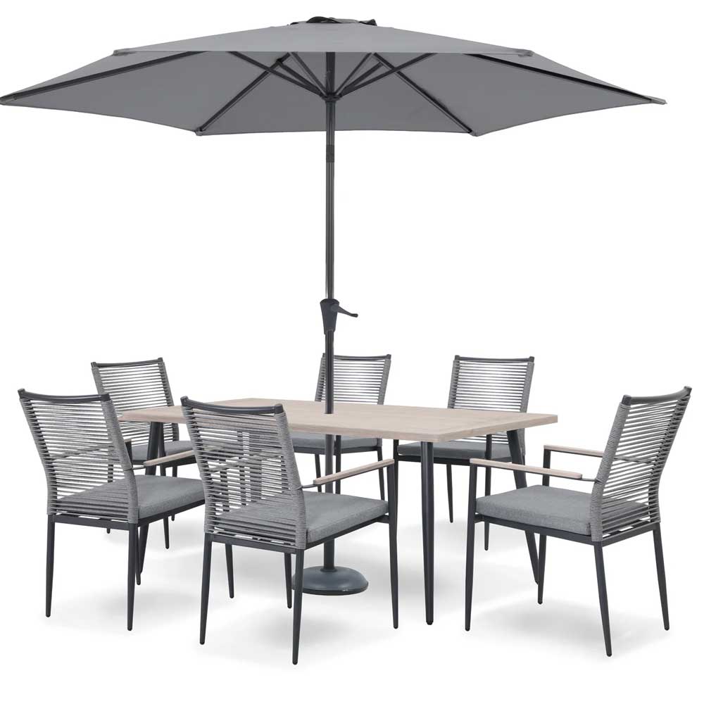 5057229409201 Merano 6 Seat Set - Parasol & Base - Image 1